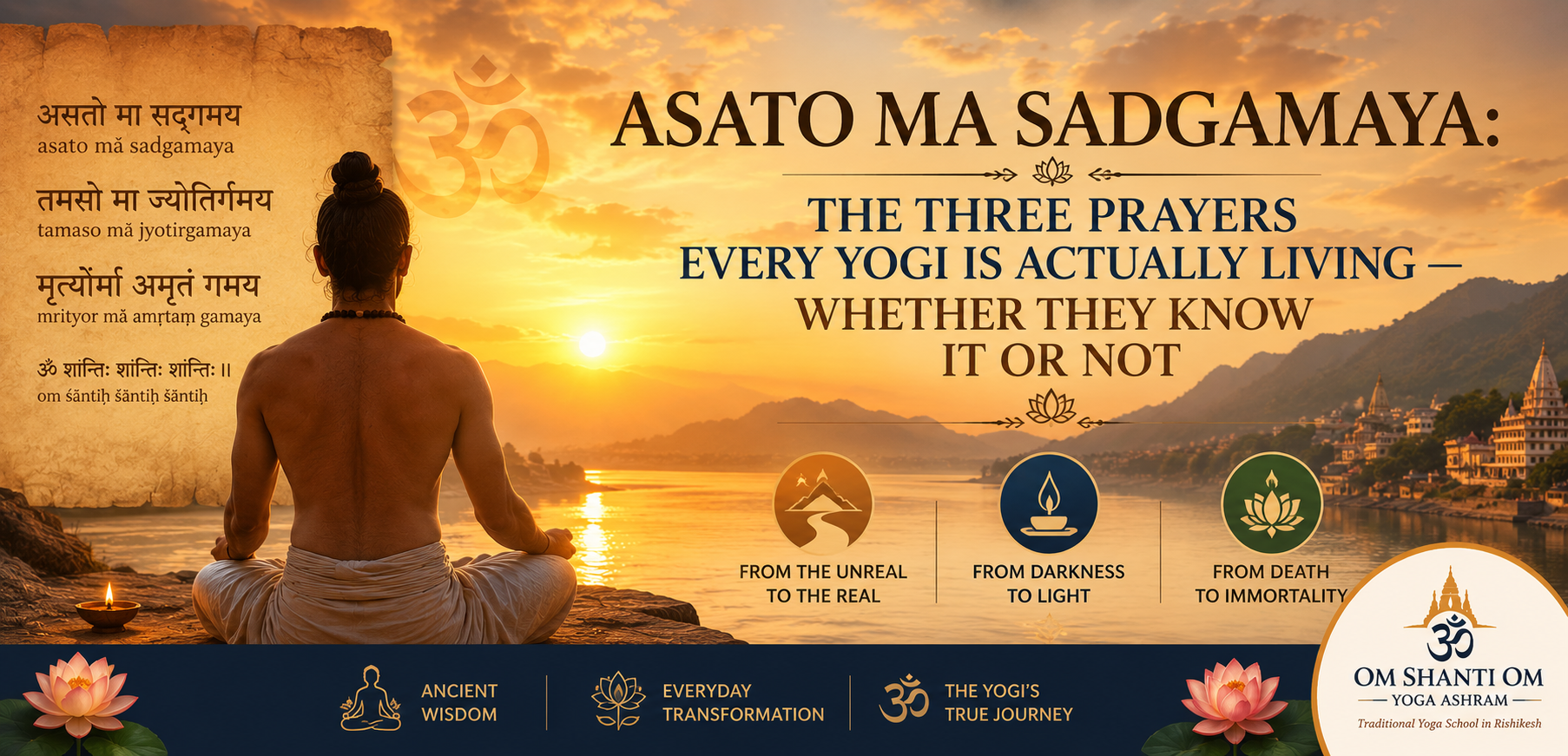 Yoga practitioner meditating while reflecting on the Asato Ma Sadgamaya mantra