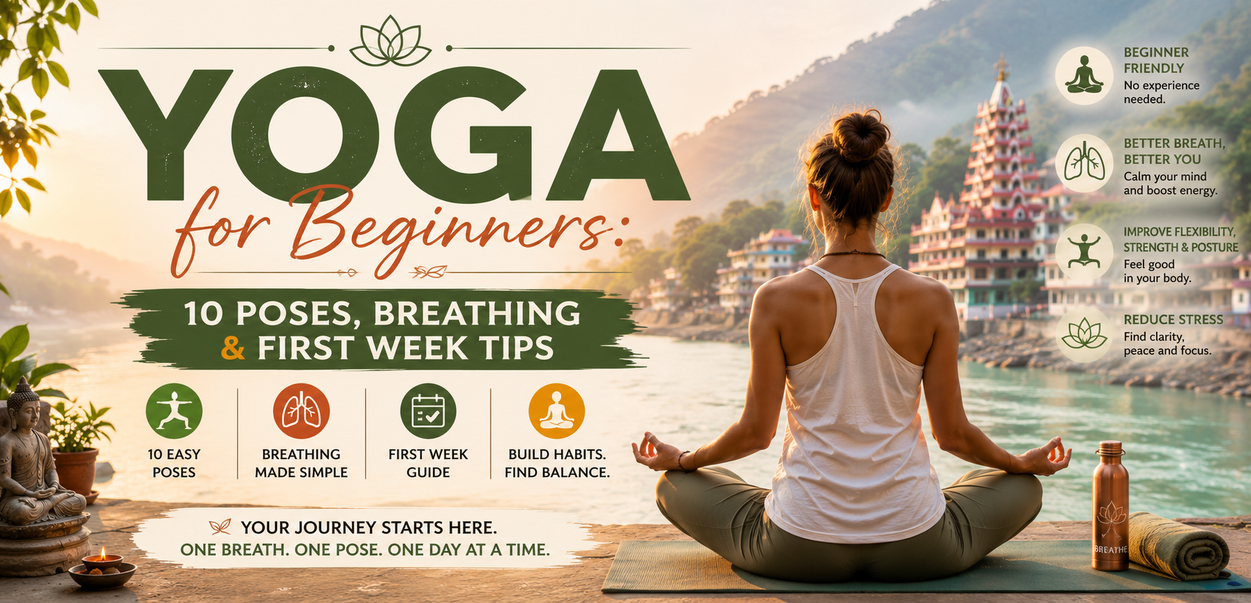Yoga for Beginners: 10 Poses, Breathing & First Week Tips
